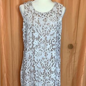 Calvin Klein Lace Eyelet dress with nude slip. Size 14